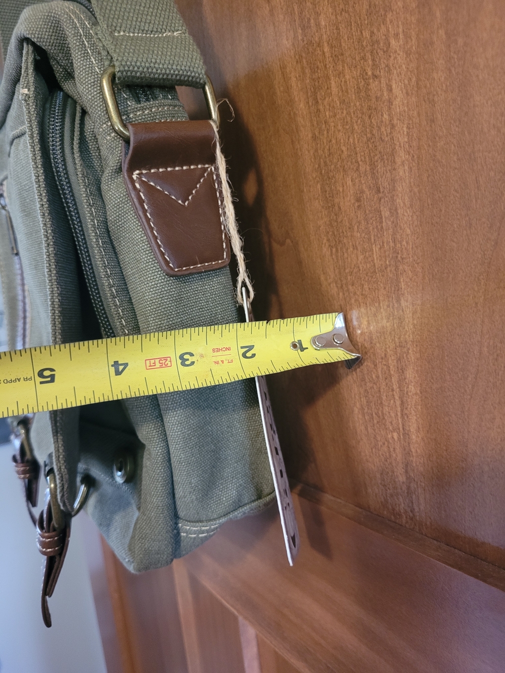 Canvas Crossbody Bag in Olive Green - Casual Everyday Carry - Picture 10 of 11